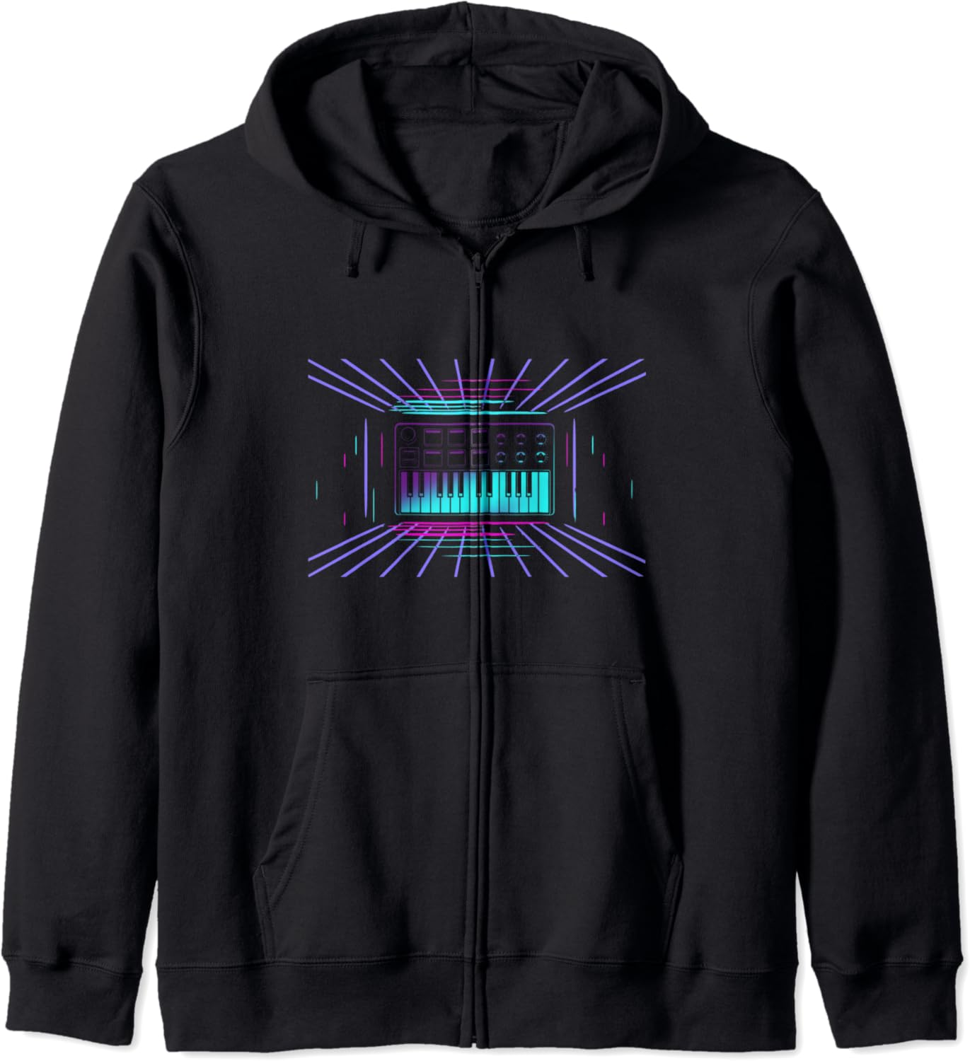 80s Synthesizer Keyboard Synth Analog Music Zip Hoodie Amazon.co.uk